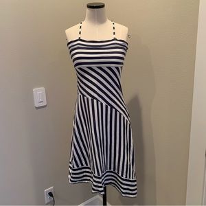 Asymmetrical Beach Dress Blue and White Stripe